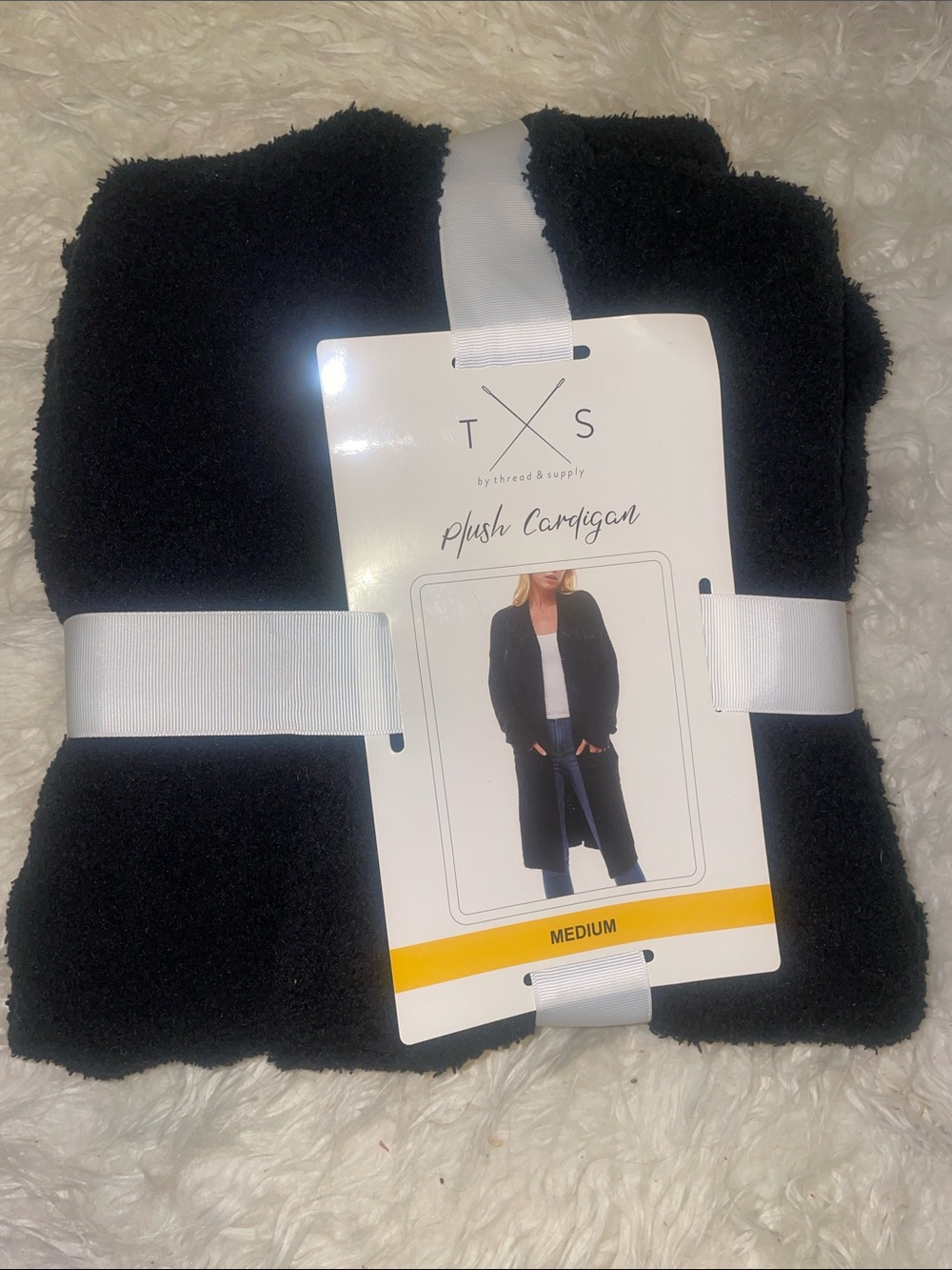 BNWT Thread & Supply Plush Cardigan in Black, size M